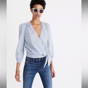 Madewell Wrap Top in Albury Stripe size Large